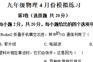 2025年江苏省南通海安高新区孙庄初级中学中考一模物理试题（含解析）