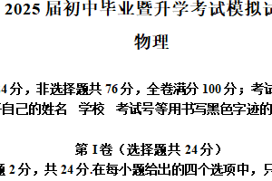 2025年江苏省苏州市高新区中考一模物理试题（含解析）