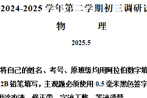 2025年江苏省苏州市工业园区星海实验中学中考二模物理试题（含解析）