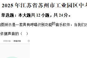 2025年江苏省苏州市工业园区中考物理模拟试卷（3月份）（含解析）