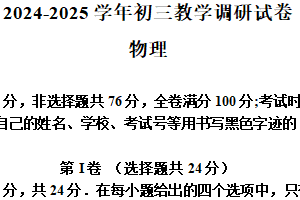 2025年江苏省苏州市苏州工业园区中考一模物理试题（含解析）