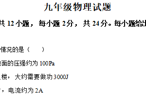 2025年江苏省宿迁市泗洪县中考一模物理试题（含解析）