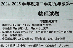 2025年江苏省宿迁市宿城区新区教学共同体中考一模物理试题（含答案）