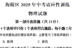 2025年江苏省泰州市海陵区中考一模物理试题（含解析）