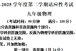 2025年江苏省泰州市靖江市中考一模物理试题（含解析）