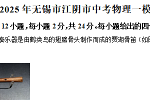 2025年江苏省无锡市江阴市中考一模物理试卷（含解析）