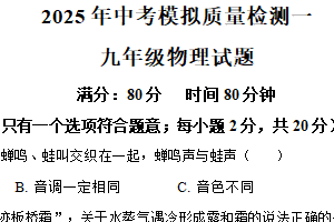 2025年江苏省徐州市沛县沛县五中集团联盟学区中考一模物理试题（含解析）