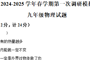 2025年江苏省盐城市大丰区实验初级中学中考一模物理试题（含解析）