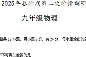 2025年江苏省盐城市盐都区中考二模物理试题（含答案）