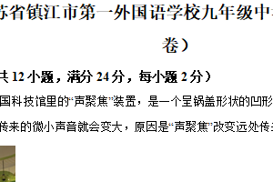 2025年江苏省镇江市第一外国语学校九年级中考物理模拟试卷（练习卷）（含解析）