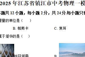 2025年江苏省镇江市中考一模模拟物理试题（含解析）