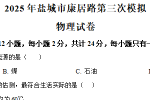2025年江苏盐城康居路初级中学中考第三次模拟物理试题（含解析）