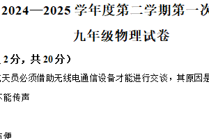 江苏省连云港市灌云县西片2024-2025学年九年级下学期3月月考物理试题（含解析）
