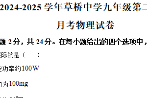 江苏省苏州市姑苏区草桥中学2024-2025学年九年级下学期第一次月考物理试题（含解析）