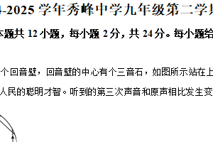 江苏省苏州市昆山市秀峰中学2024-2025学年九年级下学期3月第一次形成性评价物理试题（含解析）
