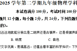江苏省苏州市苏州工业园区唯亭学校2024-2025学年九年级下学期3月月考物理试卷（含解析）