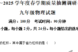 江苏省盐城市东台市第五教育联盟2024-2025学年九年级下学期3月月考物理试题（含解析）