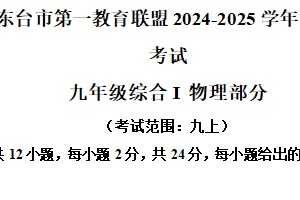 江苏省盐城市东台市第一教育联盟2024-2025学年九年级下学期开学物理试题（含解析）