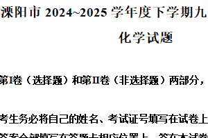 2025年江苏省常州市溧阳市中考模拟测试化学试题（含解析）