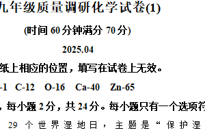 2025年江苏省淮安市清江浦区中考一模化学试题（含解析）