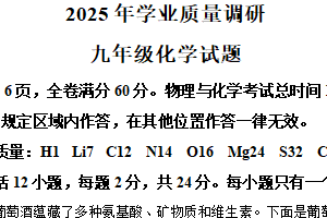 2025年江苏省连云港市海州区中考二模化学试卷（含解析）