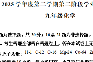 2025年江苏省南京市秦淮区九年级化学二模考试卷（含解析）