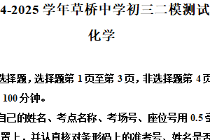 2025年江苏省苏州市草桥中学中考二模化学试卷（含解析）