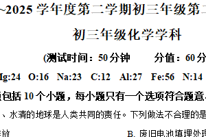 2025年江苏省宿迁市沭阳县沭南湖初级中学中考一模化学试题（含解析）