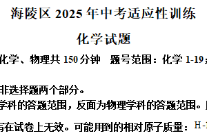 2025年江苏省泰州市海陵区中考一模化学试题（含解析）