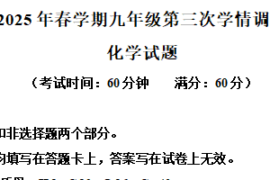 2025年江苏省泰州市泰兴市洋思中学中考三模物理、化学综合试题-初中化学（含解析）