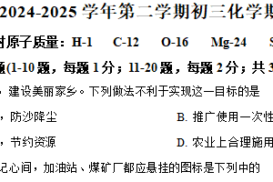 2025年江苏省无锡市辅成实验学校中考一模化学试题（含解析）
