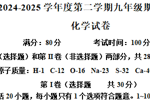 2025年江苏省无锡市新吴区化学中考一模试题（含解析）