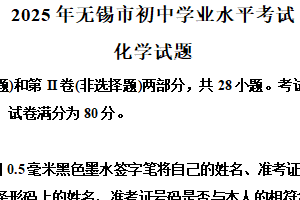 2025年江苏省无锡市中考化学真题（含解析）