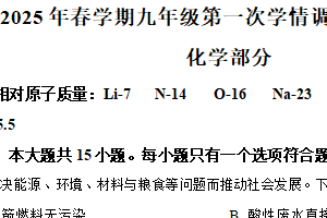 2025年江苏省盐城市阜宁县部分校中考第一次检测化学试题（含解析）