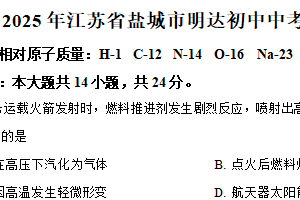 2025年江苏省盐城市明达初级中学中考化学四模试卷（含解析）