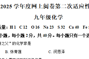 2025年江苏省扬州市高邮市中考二模化学试题（含解析）