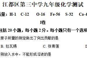 2025年江苏省扬州市江都区第三中学中考三模化学试卷（含解析）