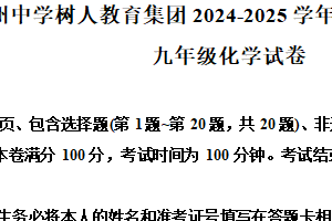 2025年江苏省扬州市树人集团中考一模化学试题（含解析）