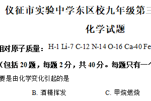 2025年江苏省扬州市仪征市实验中学东区校中考第三次涂卡训练化学试题（含解析）