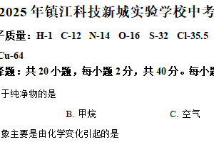 2025年江苏省镇江科技新城实验学校中考化学全真模拟试卷3（含解析）