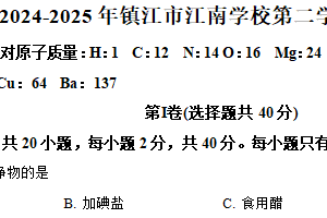 2025年江苏省镇江市江南学校中考模拟考试化学试题（含解析）