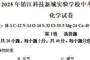 2025年江苏省镇江市科技新城实验学校中考化学全真模拟试卷1（含解析）