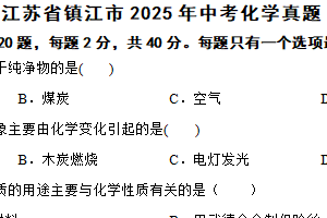 江苏省镇江市2025年中考化学真题（含解析）