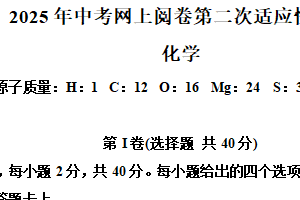 江苏省南通市通州区、如东县联考2025年中考网上阅卷第二次适应性考试物理化学试卷-初中化学（含解析）