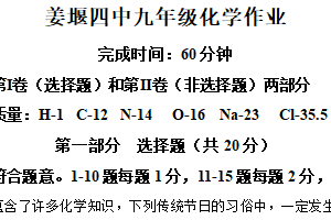 江苏省泰州市姜堰区第四中学2024-2025学年九年级下学期3月月考化学试题（含解析）