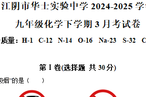 江苏省无锡江阴华士中学2024-2025学年九年级下学期3月月考化学试题（含解析）