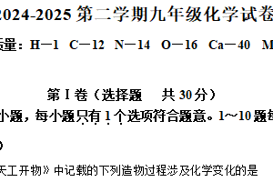 江苏省无锡市长泾第二中学2024-2025学年九年级下学期3月随堂练习化学试题（含解析）