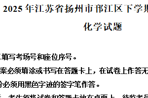 江苏省扬州市邗江区2024-2025学年九年级下学期4月月考化学试题（含解析）