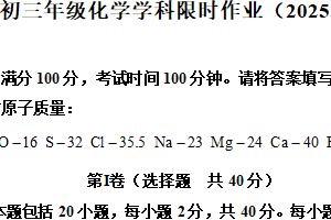 江苏省镇江市句容市崇明中学2024-2025学年九年级下学期第一次月考化学试题（含解析）