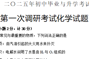2025年江苏省盐城市响水县一模化学试题（含答案）
